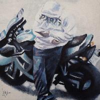 LE MOTARD DE BASTILLE - Claude-Max Lochu - Artiste Peintre - Paris Painter